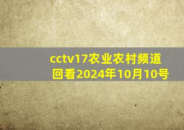 cctv17农业农村频道回看2024年10月10号