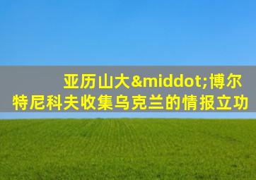 亚历山大·博尔特尼科夫收集乌克兰的情报立功