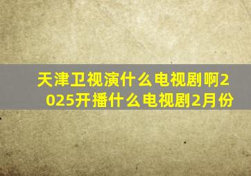 天津卫视演什么电视剧啊2025开播什么电视剧2月份
